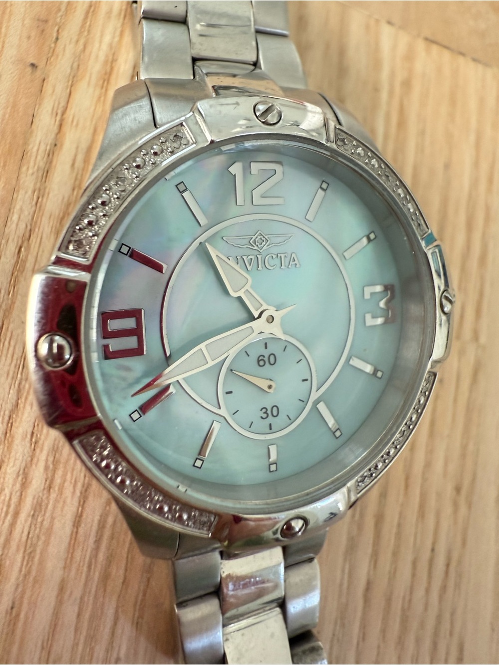 Invicta Angel ladies mother of pearl silver tone watch NEW BATTERY